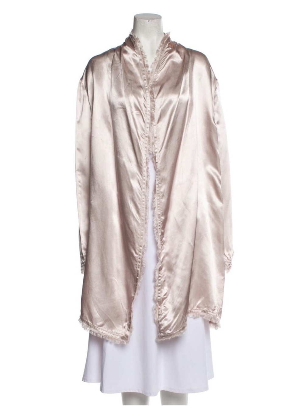 The Attico Satin Open Robe — Light Blush, size 6/8